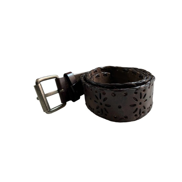 Pac Sun Brown Leather Punched Belt - Picture 1 of 5